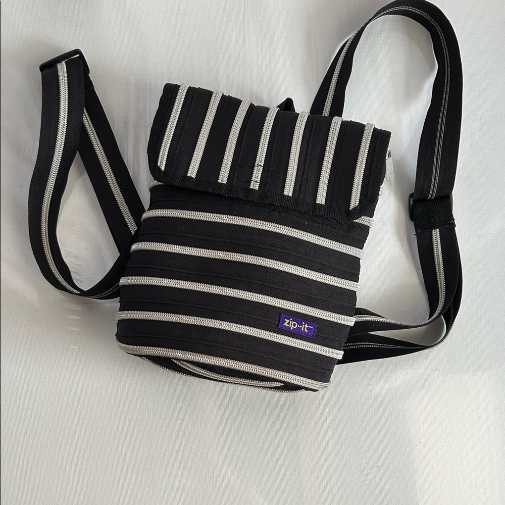 Zip-It Black and White Striped Women's Backpack
